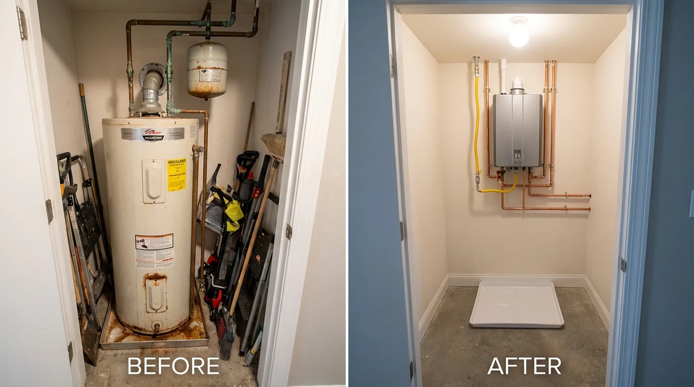 Tank water heater versus wall-mounted tankless unit comparison for Goose Creek, SC homeowners