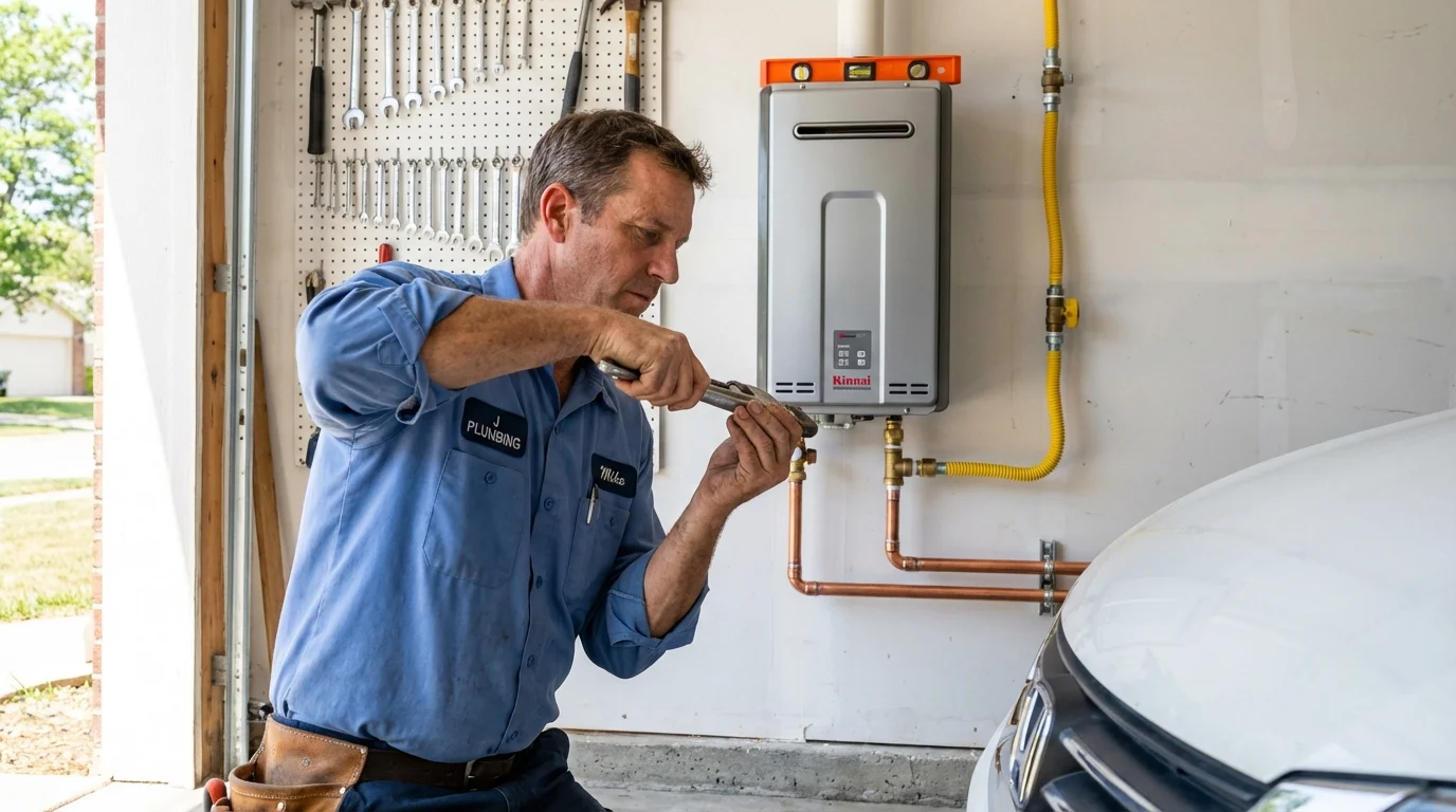 Tankless water heater installation by a Johns Plumbing LLC plumber in Goose Creek